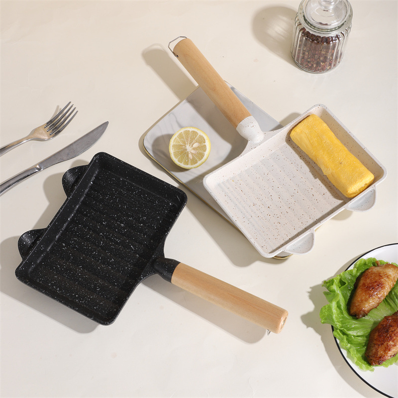 New Japanese-style square home-use ramen stone pan for eggs, toast, and sandwiches