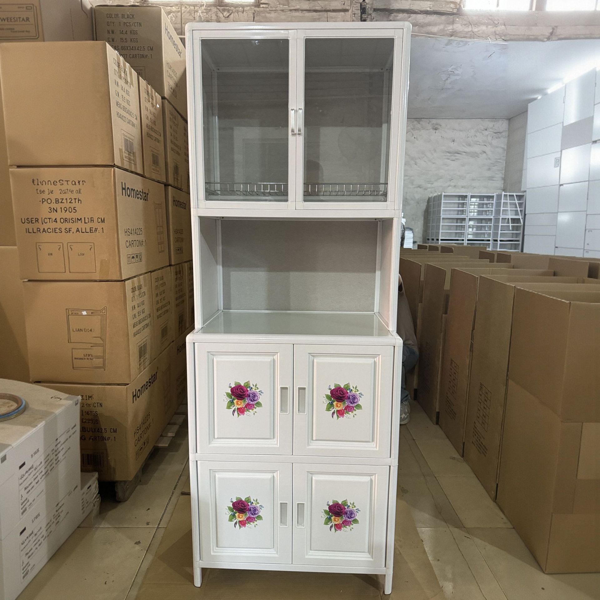 Fábrica de Foshan Tacos de aleación de aluminio armario de cocina armario de almacenamiento armario de comedor armario de almacenamiento armario de té cubiertos