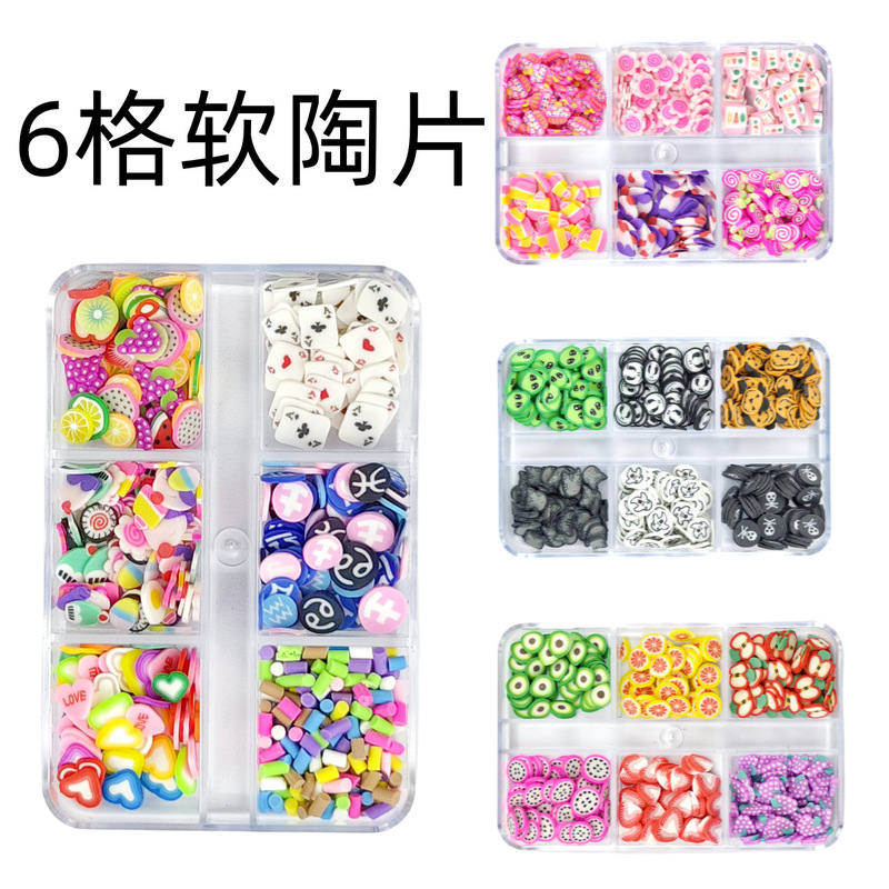 6 Pcs Boxed Soft Pottery Slices DIY Cream Gum Slime Stuffed Christmas Halloween Fruit Cake Sliced