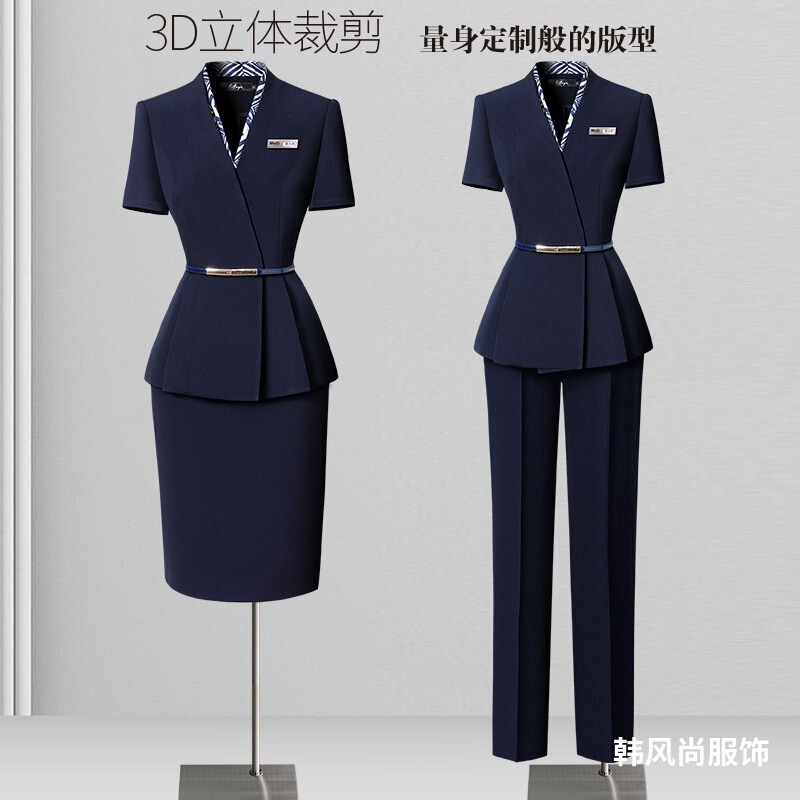 Professional Women's Summer Thin Short-Sleeve Suit, Elegant Hotel Front Desk Uniform, Customer Service Workwear for Sales Offices and Jewelry Stores Professional Women's Summer Thin Short-Sleeve Suit, Elegant Hotel Front Desk Uniform, Customer Service Workwear for Sales Offices and Jewelry Stores