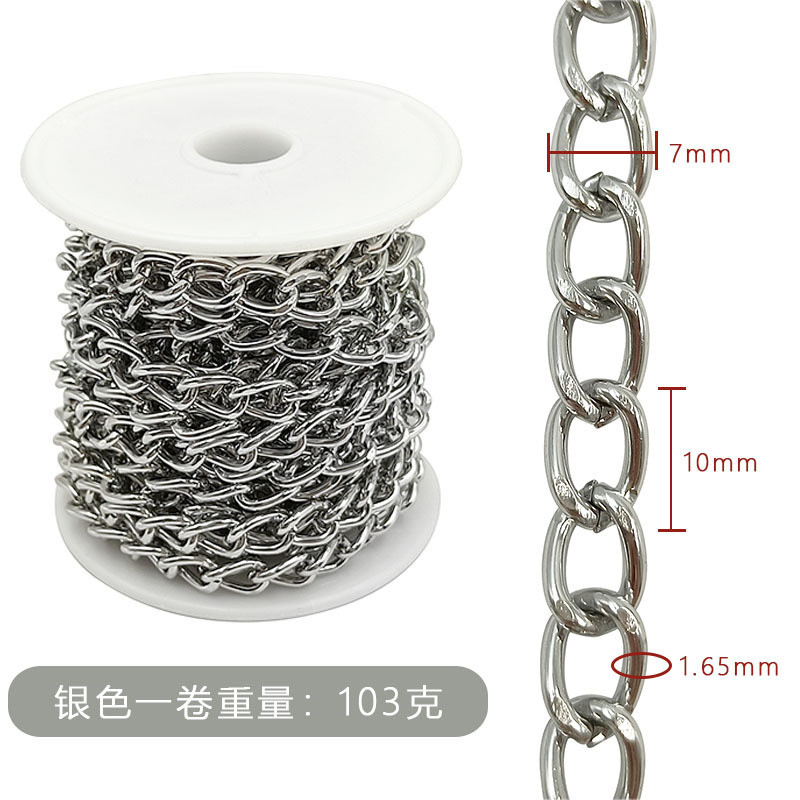 Collar artesanal transfronterizo cadena de aluminio semiacabada de 5 metros con accesorios de joyería de bricolaje en rollo Cadena metálica decorativa de equipaje