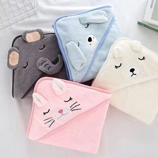 Free Shipping in stock Coral Fleece Cushion Cartoon Thickened Household Absorbent Hooded Poncho Wearing Hooded Children's Bath Towel