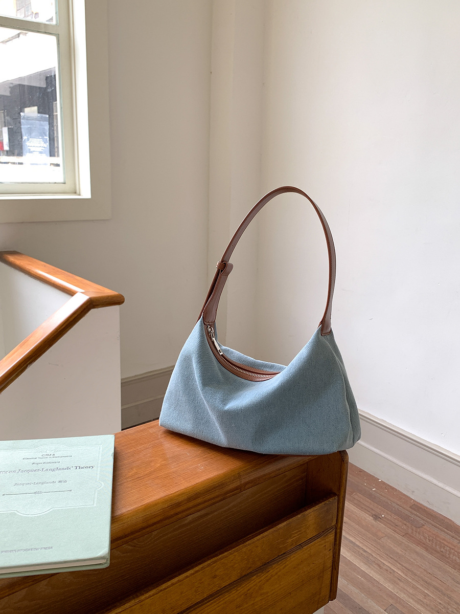 Borsa in denim versione coreana, in PU, casual, estiva, nuova, monospalla, borsa da ascella, borsa di alta gamma di nicchia da donna_voghion.com