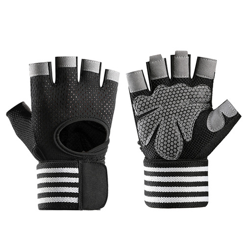 Fitness gloves, wear-resistant, breathable, non-slip wrist guards, sports training, fitness weightlifting horizontal bar dumbbells, half-finger gloves for men and women