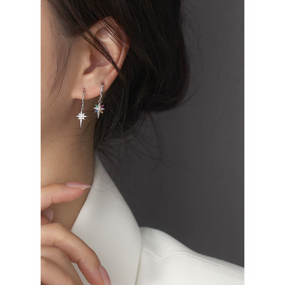 5g Weight 0.03µm Gold Plating Thickness Electroplating Gold Plating Process Fashion Star Sterling Silver Ear Studs Plating Metal Rhinestone 925 Silver Earrings