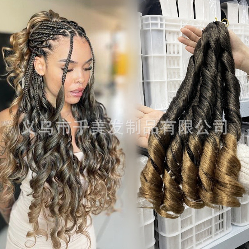 Foreign trade wave roll big braid five packs 100% kanekalon French curl black wig women