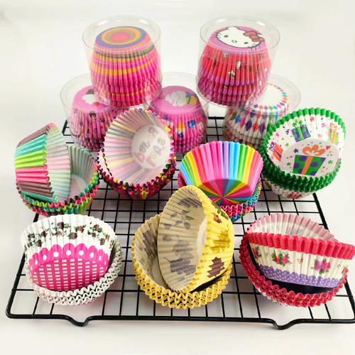 Boxed baking printed oil-proof cake cups, egg yolk crispy snow Mei Niang paper holders, paper biscuit cookie holders, 100 pieces