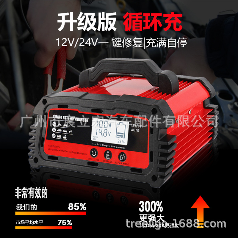 Fuente fabricante batería de coche de 12V24 voltios cargador de batería batería de plomo-ácido de reparación de pulso inteligente