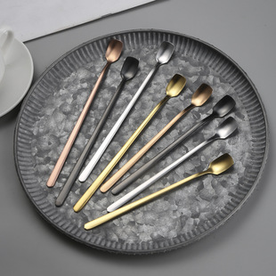 Stainless Steel Golden Square Small Spoon Creative Dessert Coffee Mixing Spoon Mug Spoon Hand Gift Tableware