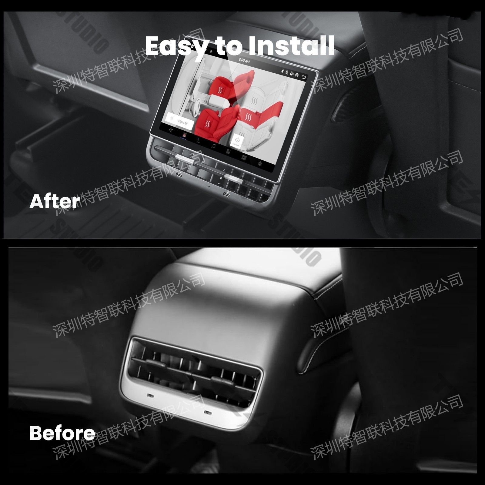 Suitable for Tesla model 3/Y 8 inch HD car display rear entertainment screen CarplayOTA
