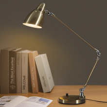 北歐簡約長臂折疊金屬護眼台燈辦公學習閱讀智能控制控床頭櫃包郵