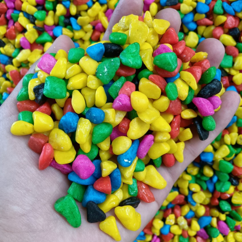 批发染色鹅卵石 鱼缸彩色石子 五彩石装饰鹅卵石 五彩石