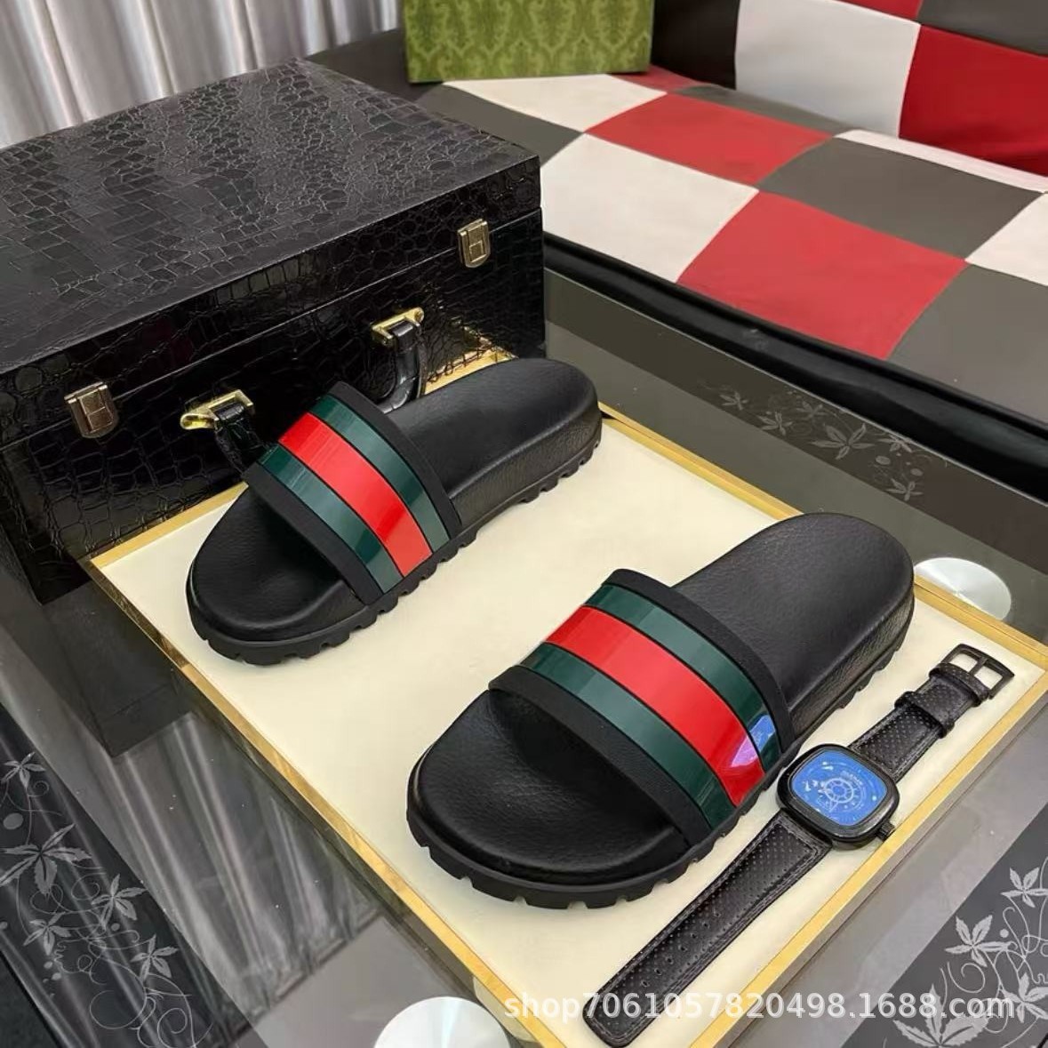 Estación europea de comercio exterior G casa zapatillas para parejas cómodas con una sola zapatilla de playa para el hogar