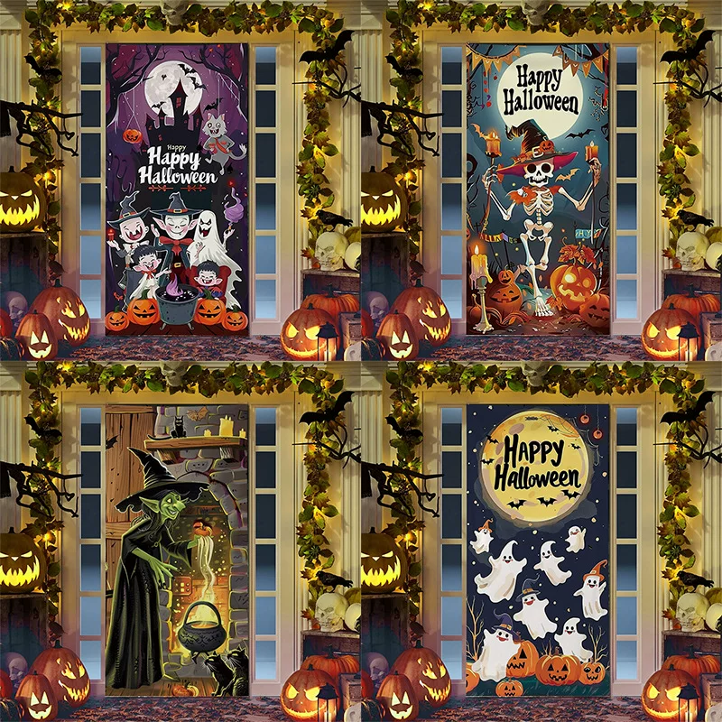 Amazon Cross -border Halloween Cover Cartoon Anime Witcher Skull Shelf Pumpkin Head Atmosphere Gate Patch background