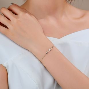 Niche Design 14K Gold Bracelet Inlaid with Cultured Diamond Bracelet Thin Special-Shaped Diamond Color Gold Personalized K Gold Bracelet