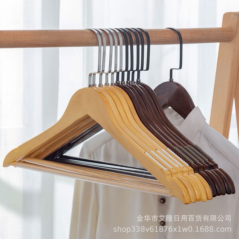 Seamless Solid Wood Clothes Hanger Wooden Clothes Hanging Rack Home Clothing Store Clothes Support Clothes Hanging Non-Slip Wooden Clothes Hanger