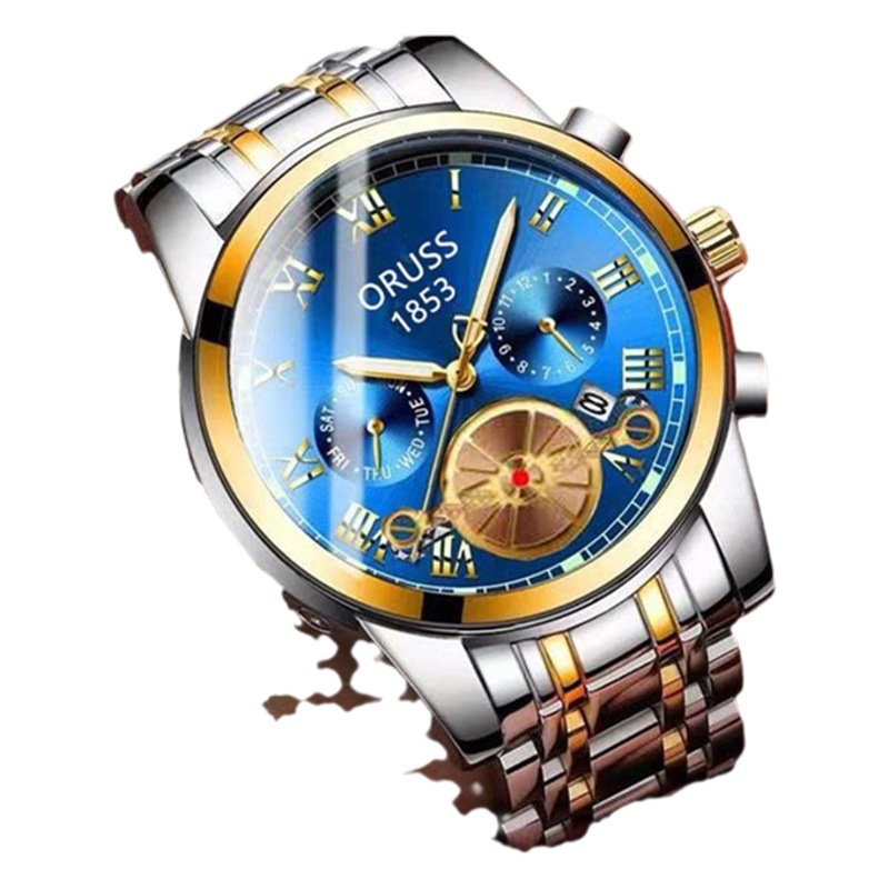 Reloj de productos genuinos reloj de movimiento automático para hombres reloj para hombres impermeable luminoso hueco amarillo oro tourbillon ciclón de moda para hombres