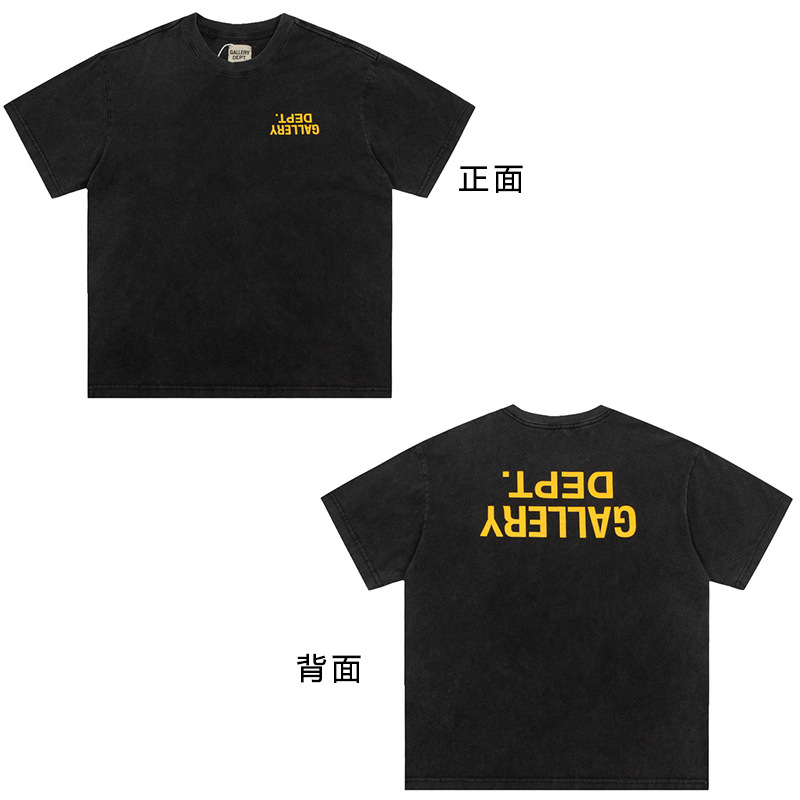 VTG GALLERY DEPT camiseta retro de manga corta lavada y desgastada graffiti arcoíris suelta antiniebla pareja de media manga hombres