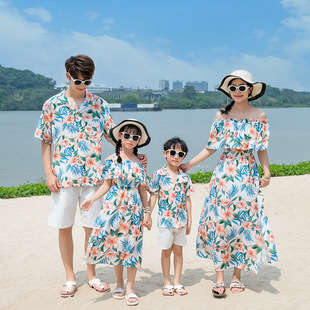 25 New Family Outfits, Family Vacation Beach Outfits, Couple Outfits, Mother-Daughter Skirts, Father-Son Shirts, Women's Beach Prints