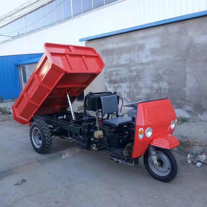 2T diesel small tricycle 18 horsepower industrial and mining transport vehicle hydraulic rear top dump three-wheeled pull truck