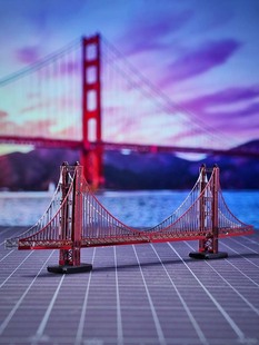 Aipin all-metal stainless steel DIY assembly model 3D glue-free three-dimensional puzzle color Golden Gate Bridge crown