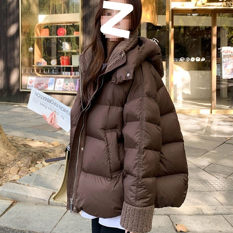 反季美拉德羽绒棉服女冬季2025新款宽松羊羔毛领棉衣棉袄加厚外套