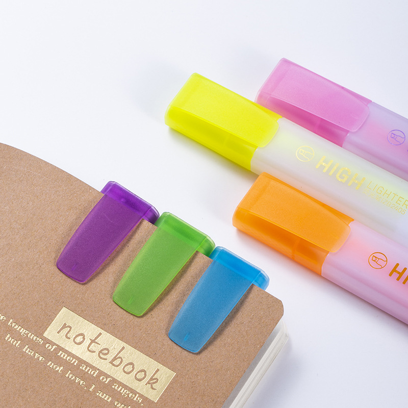 Resaltador de cabeza oblicua 6 colores marca de estudiante de gran capacidad tablero fluorescente clave marcador de color papelería especial al por mayor