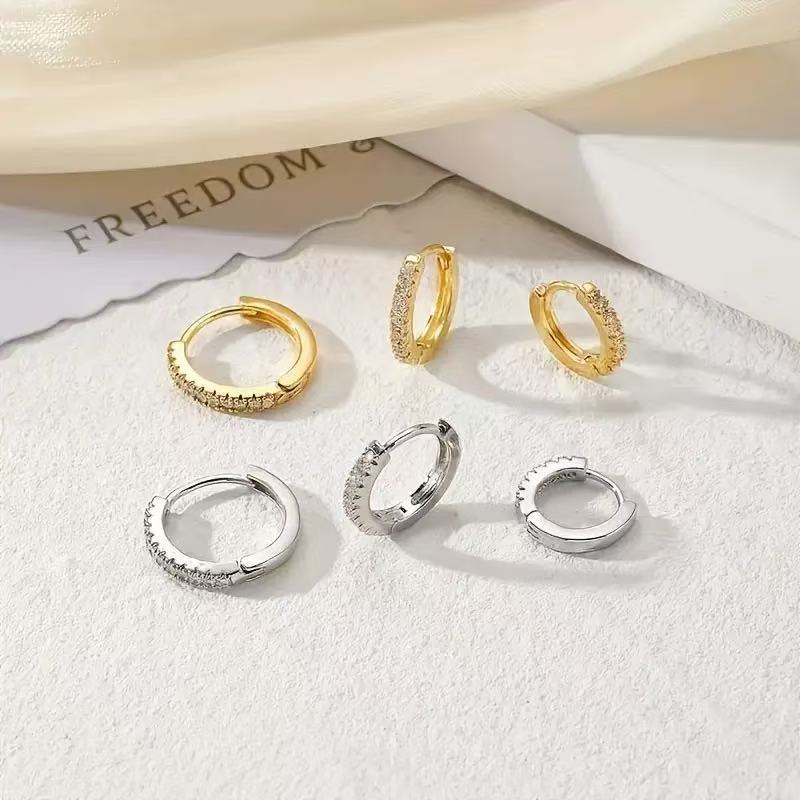 Small Hoop Earrings With Micro-inlaid Diamonds In 925 Silver_voghion.com