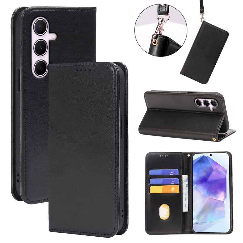 Suitable for Samsung S26 Mobile Phone Leather Case, S25 Ultra Wallet-Style, S24Fe Crazy Horse Pattern Flip Phone Protective Case