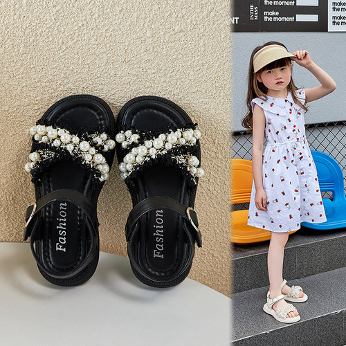 Girls Sandals 2024 New Summer Baby Beach Shoes for Big Children Fashion Korean Soft Sole Children's Sandals for Girls
