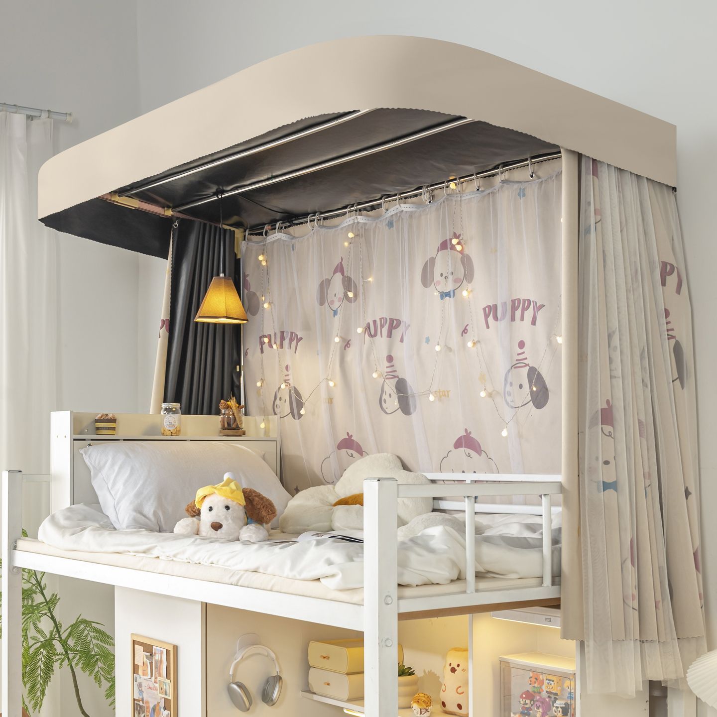 Cortina de cama de soporte de pista tipo u dormitorio de estudiantes universitarios fuerte cortina de sombra cortina de riel deslizante dormitorio de dormitorio de la escuela