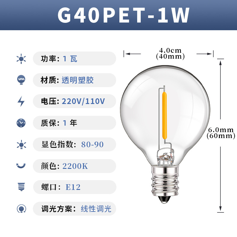 (plástico transparente) G40 1W-E12 - 110V - 25 paquetes