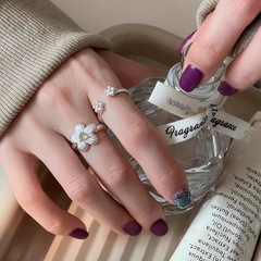 925純銀の軽い豪華な糸の花の指輪の女性のシンプルなファッションの個性の潮人ins風の高級感の口の指輪