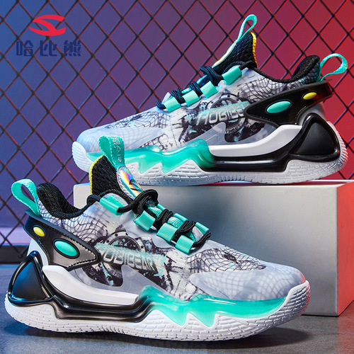 Hapi Bear Children's  Spring New Basketball Shoes, Breathable Fabric, for Middle Kids (Boys), Trendy Shoes, Drop Ship One Piece