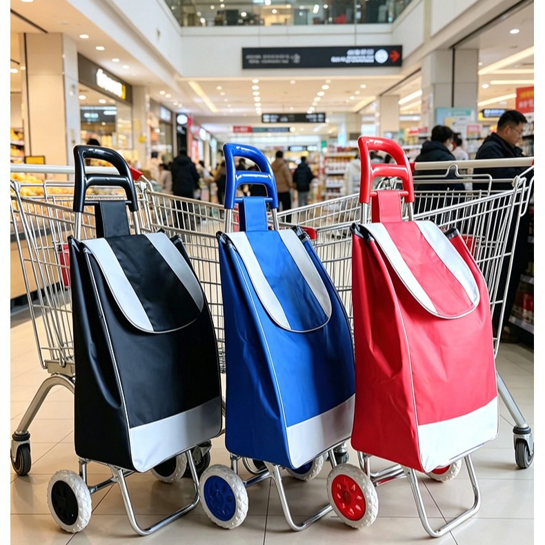 Carrito de Compras para Escaleras de Acero al Carbono, Plegable y Portátil, para Supermercado