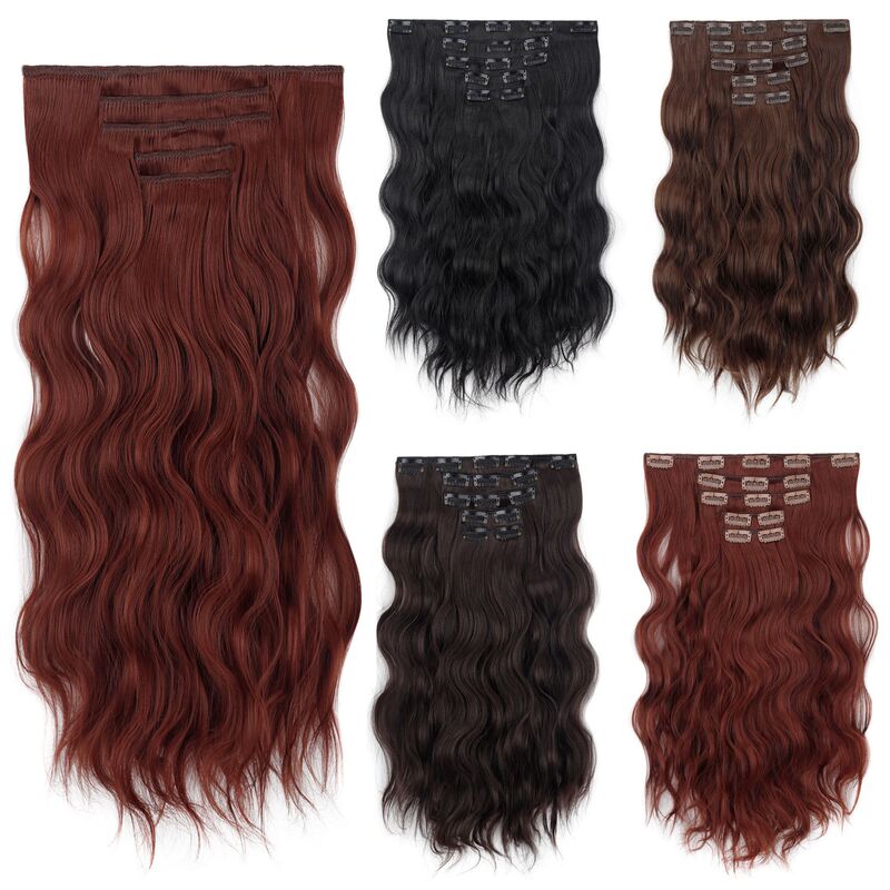Wig for Women with Medium and Long Hair, Five-Piece Set of Water Ripple Long Curly Hair Replacement Pieces, 20inch Water Wave Hair Extensions