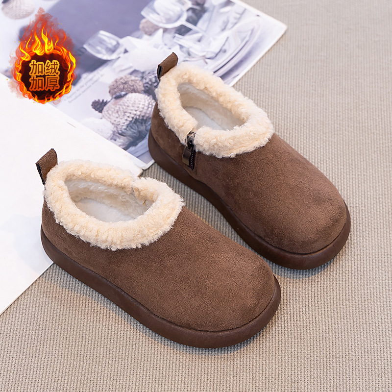 Zapatos de algodón de niñas para niños más vello y grueso botones de invierno 2026 nuevos zapatos de nieve de invierno de niñas cálidas