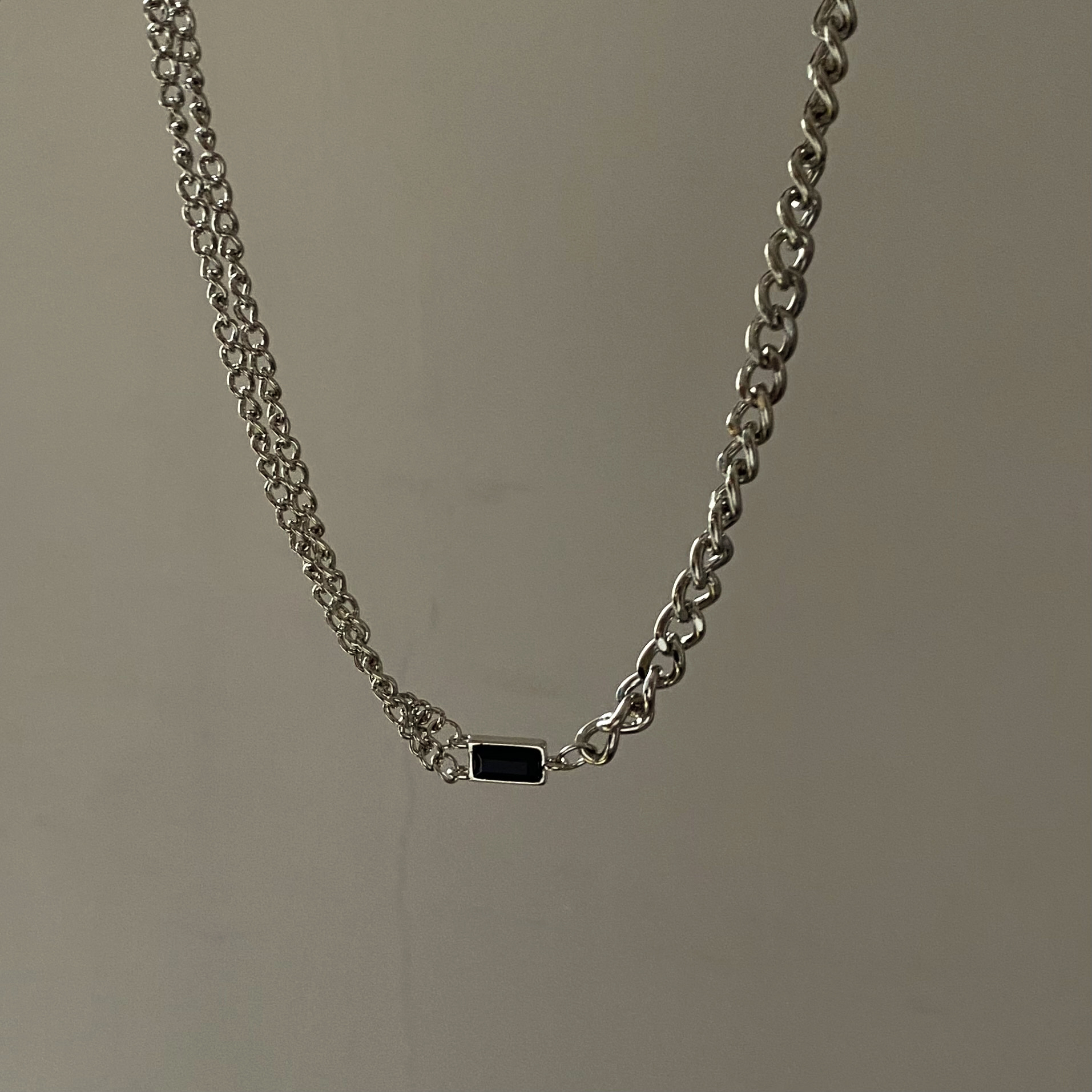 Simple Style Square Titanium Steel Inlay Zircon Necklace Colorza_colorza_5
