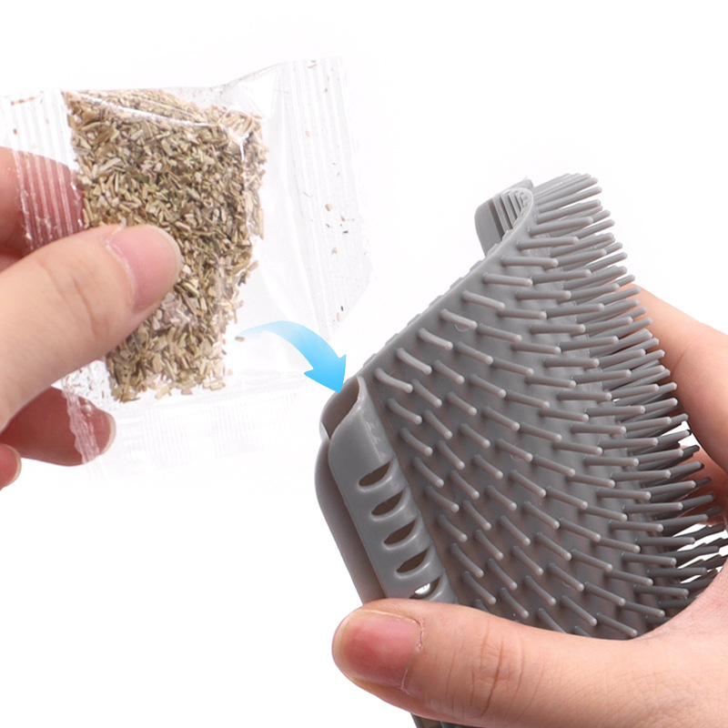 Dispositivo de frotamiento de pelo de gato Artefactor de picazón fijo de esquina Juguete de gato para aliviar el aburrimiento