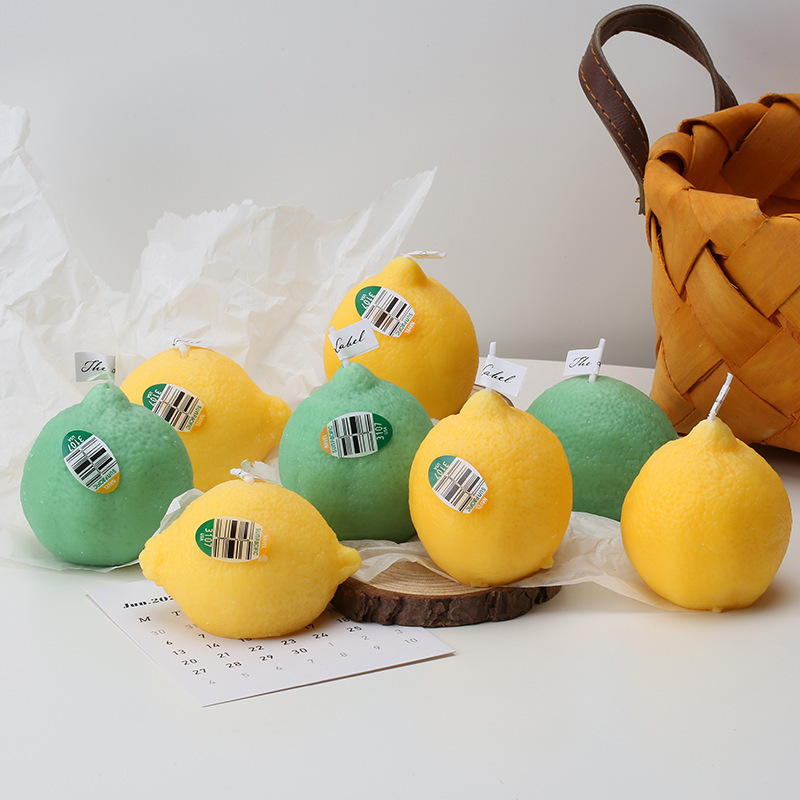 Handmade Home Ornaments Aromatherapy Lemon Candle Photo Scene Decoration Holiday Supplies Simulation Lemon Candle