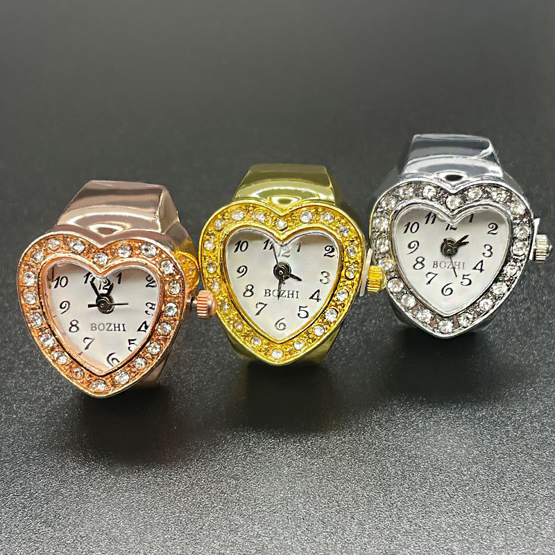 [Ring Watch] Foreign Trade Specializes in Popular Fashionable Female Students’ Heart-Set Diamond Watch Watches Wholesale