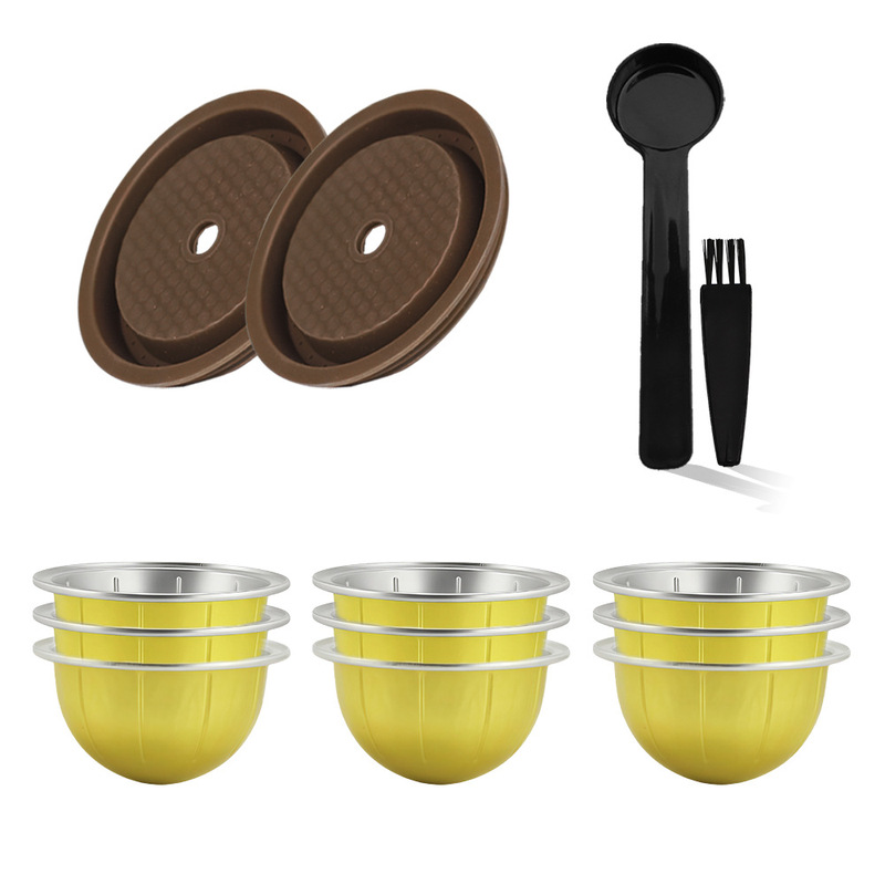 Compatible with Nespresso Coffee Machine Nespresso Vertuo Recyclable Powder-Filled Silicone Cover Aluminum Foil Shell Coffee Capsule