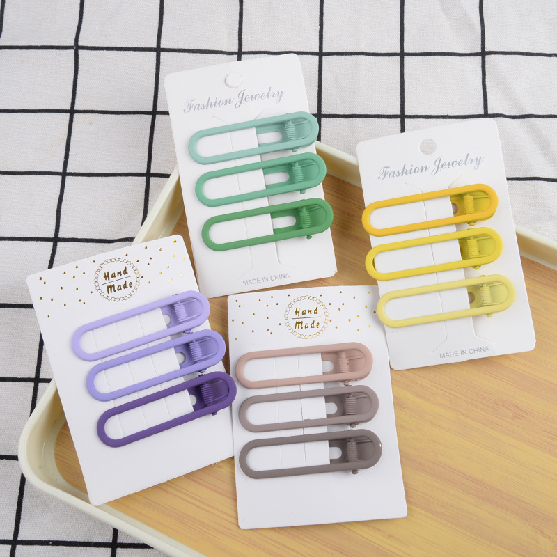 Corea del Sur ins estilo color caramelo horquilla femenina lado Bangs horquilla hueco oval gradiente color pico clip