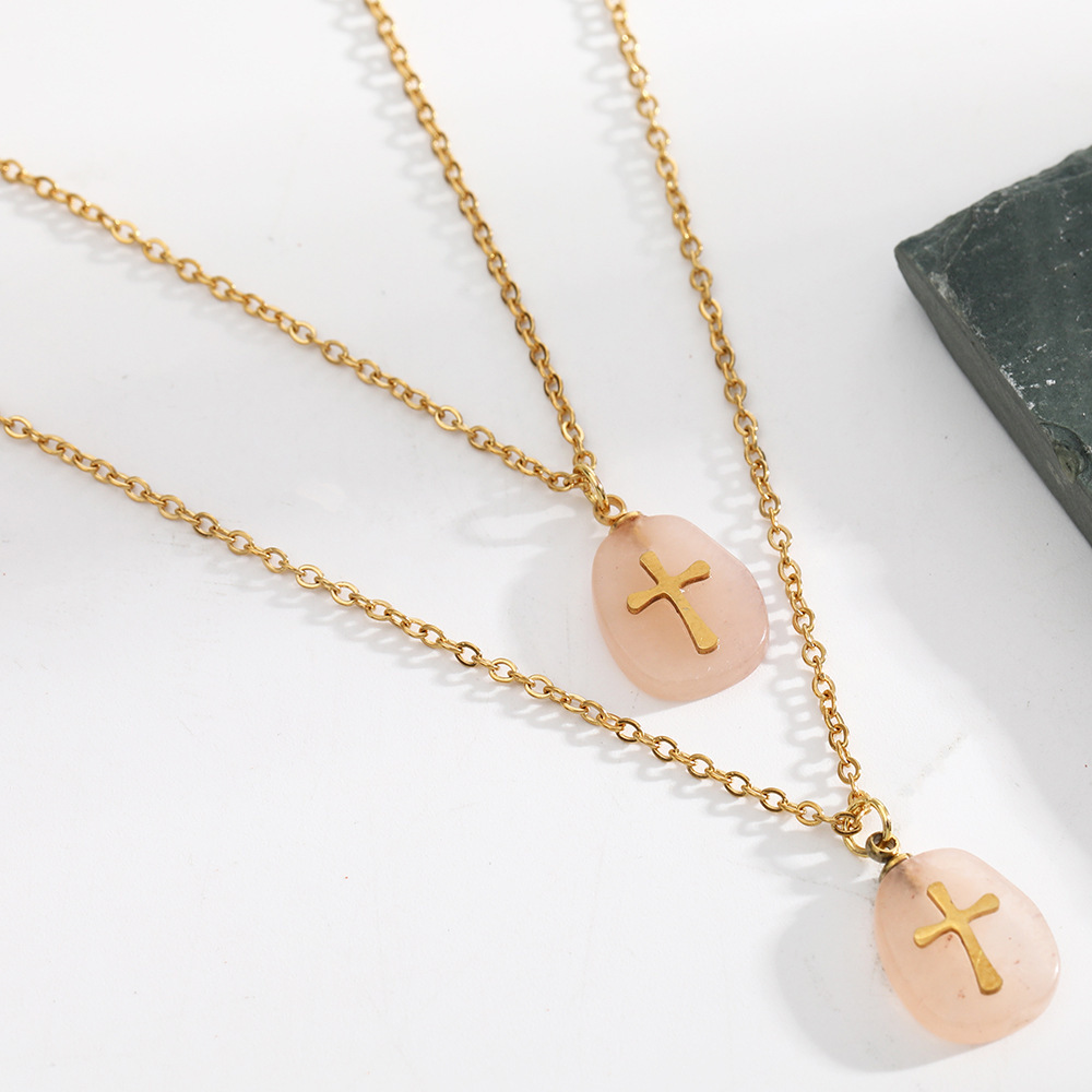 Casual Occasion 304 Stainless Steel Material Geometric, Cross Pattern Simple Style Geometric Cross 304 Stainless Steel Wholesale Double Layer Necklaces