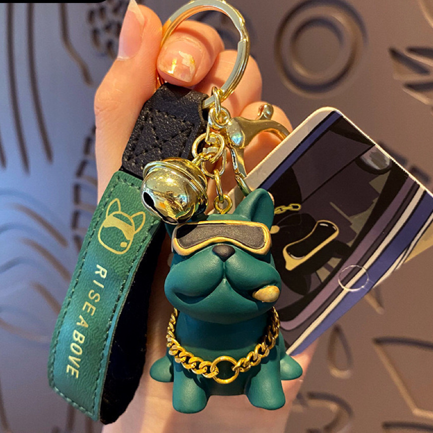 Resina cool bulldog llavero lindo perrito muñeca colgante bolso de coche llavero exquisito pequeño regalo