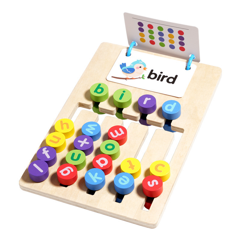 Juguetes transfronterizos CPC / CE para niños madera dos en uno juego de palabras de cinco colores juego de posición de caminar juguetes de desarrollo del cerebro derecho 3 + image 6