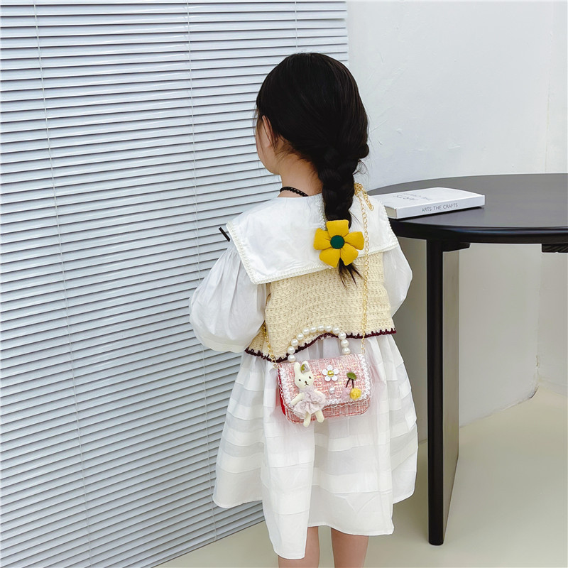 Estilo coreano de los niños bolsa pequeña de Kindergarten niñas mini bolso 2023 nueva cadena de conejito de dibujos animados bolsa de hombro