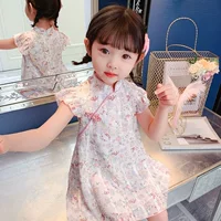 Платье для девочек Baby Hanfu 2022, новинка детской одежды, платье принцессы Cheongsam для девочек, детское платье в западном стиле, летнее