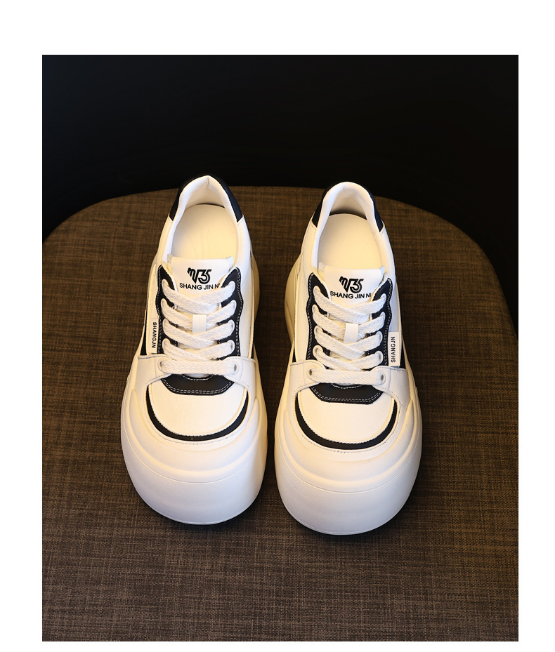 Giày sneaker nữ đế dày tăng chiều cao, mũi đầu to phong cách thể thao — ngọc trai trắng chi tiết 19
