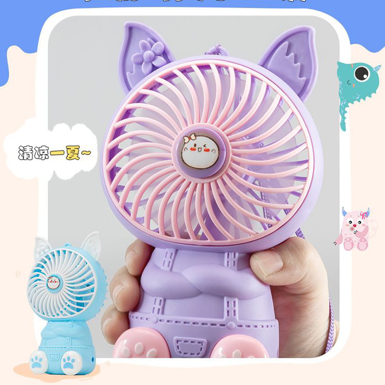 Nuevos dibujos animados USB pequeño ventilador mini exterior bolsa portátil ventilador dormitorio de estudiantes ventilador fresco